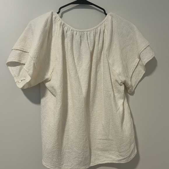 Madewell Texture + Thread 100% Cotton Beachy Boho White Blouse Size Medium - Picture 3 of 4